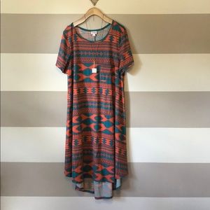LuLaRoe XL Carly turquoise and coral
